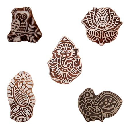 Set of 5 Piece New Mix Wooden Printing Blocks